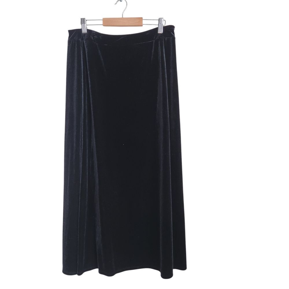 Judith Hart Evenings Maxi Skirt Medium Velvet Black Goth Fairy‎ Pull on Classic